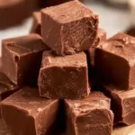 Delicious 3 ingredient fudge on a plate ready to be served