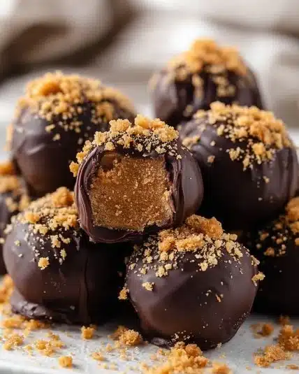 Delicious Butterfinger Balls made with creamy peanut butter and crushed Butterfinger bars
