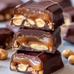 Homemade Keto Snickers Bars with low-carb ingredients for a guilt-free snack.