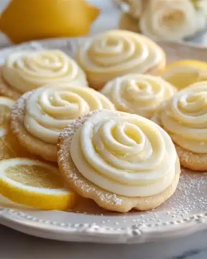 Freshly baked lemon sugar cookies cooling on a wire rack