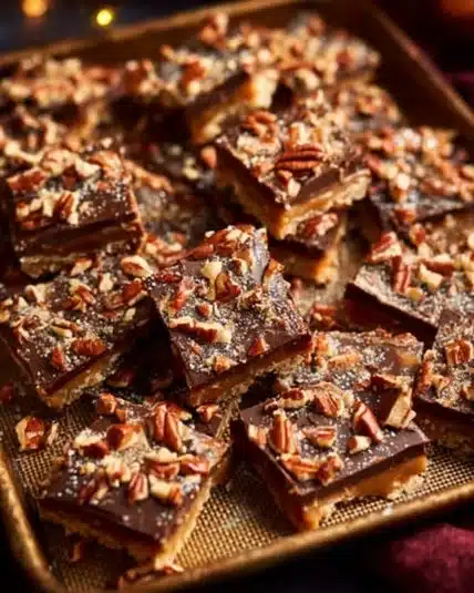 Delicious homemade Saltine Cracker Toffee with chocolate and nuts