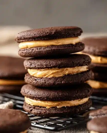 Delicious homemade peanut butter Oreos on a plate